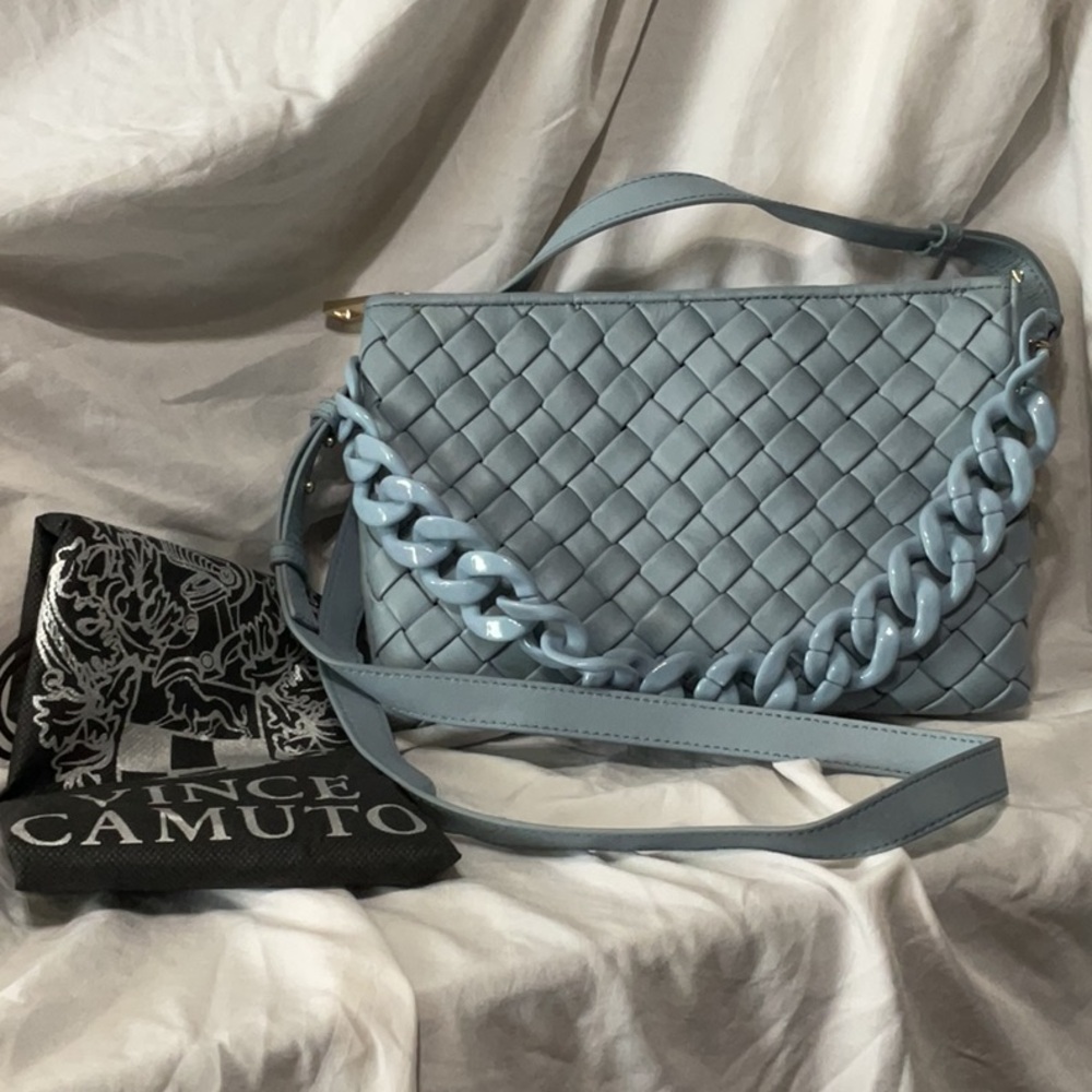 Vince Camuto Blue Woven Chain Shoulder Bag